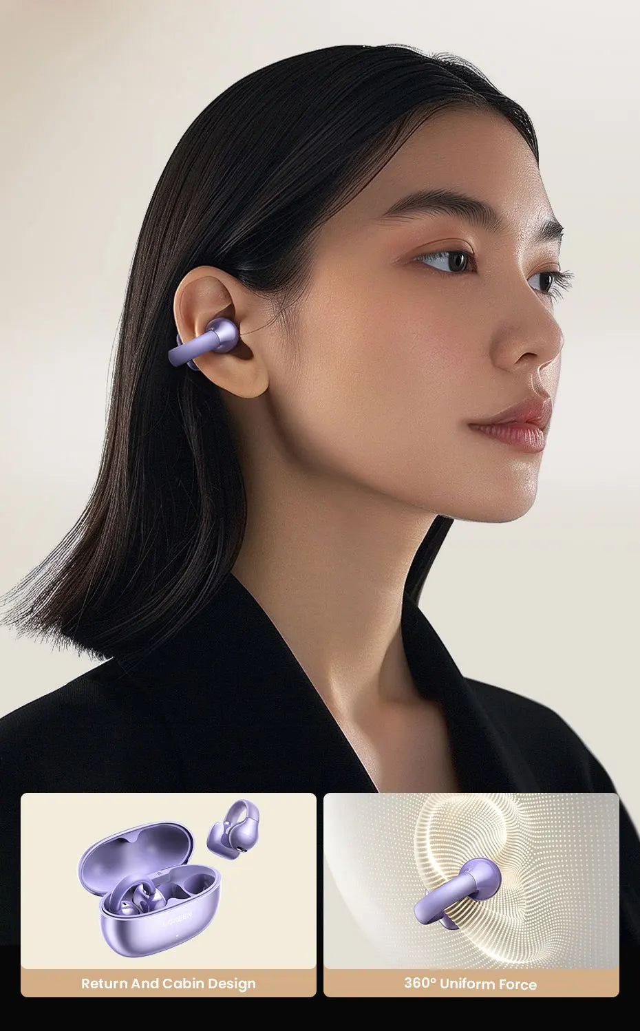 UGREEN S3 – Écouteurs Open‑Ear à Clip, Ultra‑Légers 5.3g