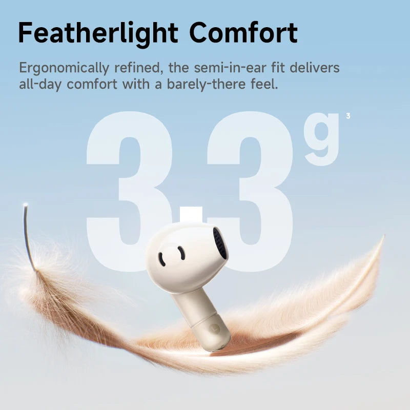 Baseus Bass BS2 Lite – Écouteurs Bluetooth TWS 6.0 semi‑intra‑auriculaires avec 2 micros AI ENC, 40h d’autonomie, IP55 et SuperBass