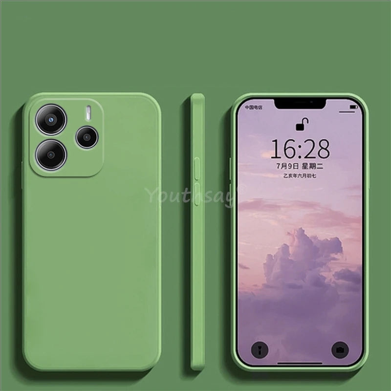 Coque en silicone liquide unie pour Xiaomi – Protection anti‑chute pour Redmi Note 14 / 14 Pro Plus
