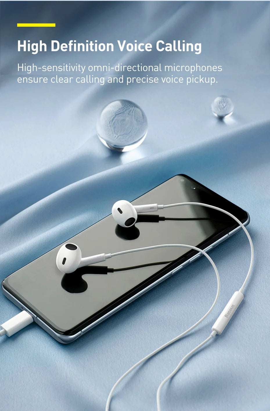 Baseus C17 – Écouteurs filaires HiFi Type‑C avec microphone | Confort in‑ear & son clair