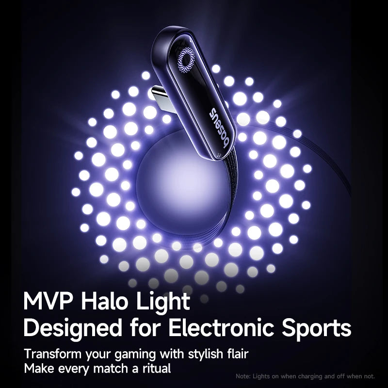 Baseus MVP3 Câble USB‑C Coudé 100W avec LED
