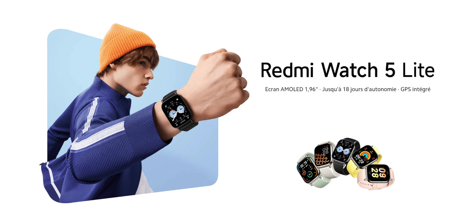 Xiaomi Redmi Watch 5 Lite – Montre connectée AMOLED 1,96″ avec GPS et appels Bluetooth