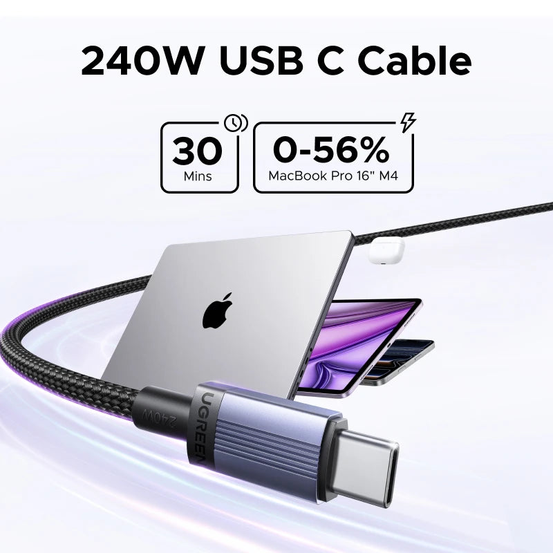 Câble UGREEN USB‑C vers USB‑C 240W – Charge Rapide PD 3.1 100W/240W