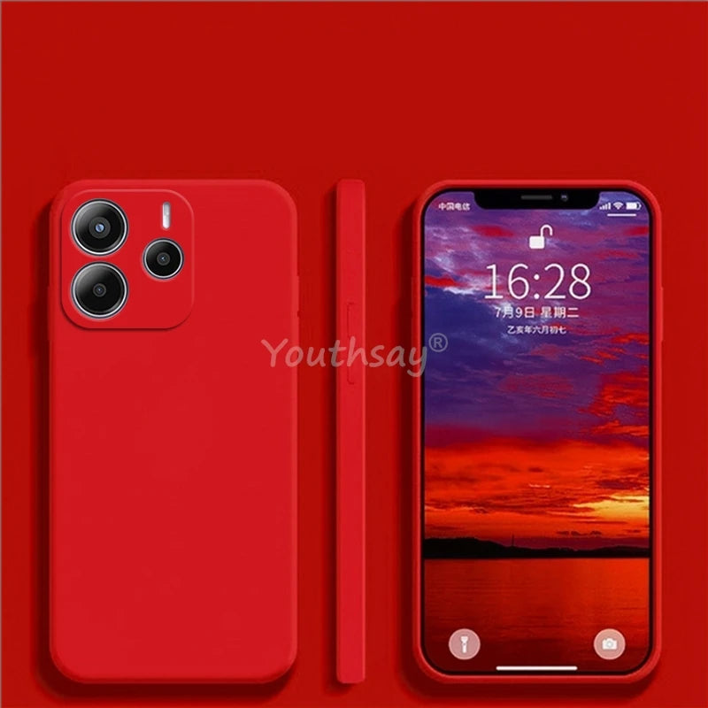 Coque en silicone liquide unie pour Xiaomi – Protection anti‑chute pour Redmi Note 14 / 14 Pro Plus
