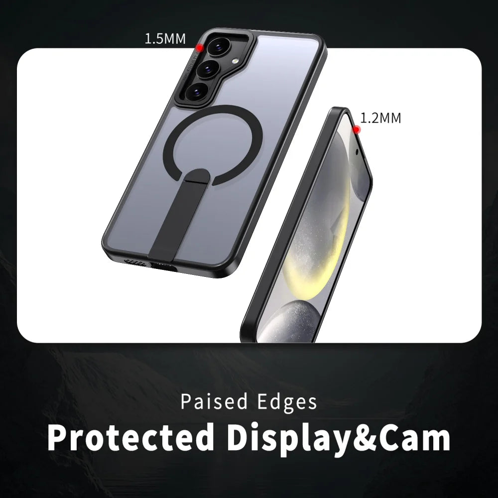 Coque Transparente Magsafe avec Support – Plusieurs Couleurs pour Samsung S26 / S25 / S24 / S23 Ultra / Plus / S24 FE