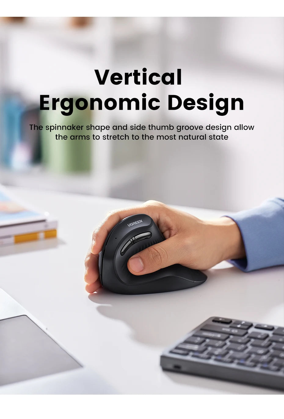 UGREEN-Souris Verticale Sans Fil, Bluetooth