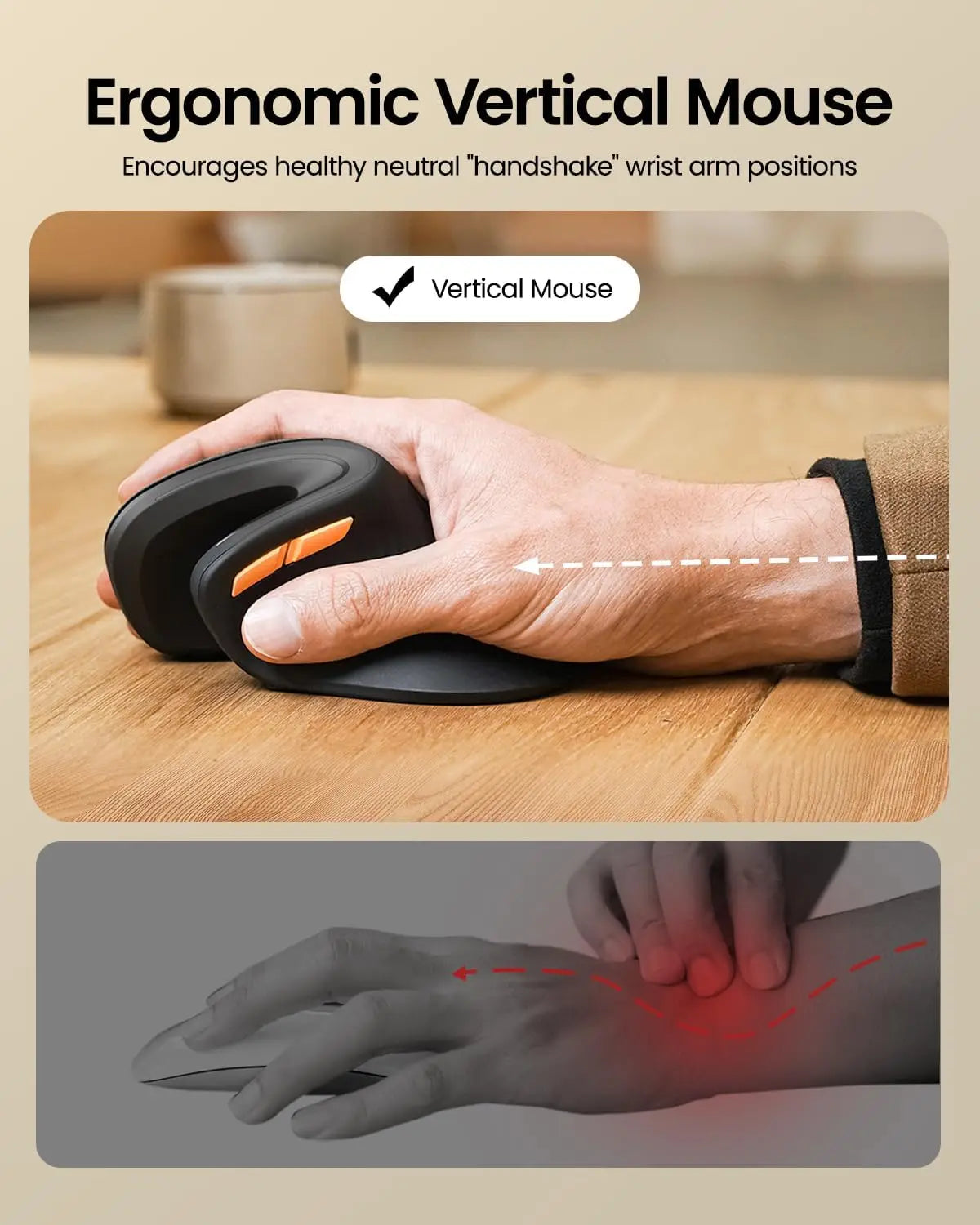 Souris Ergonomique 58° Sans Fil – BT1/BT2/2.4G – DPI 1000/1600/2400 – PC/Mac/iPad