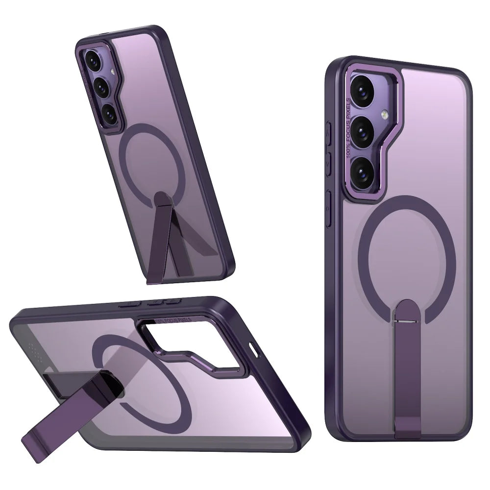 Coque Transparente Magsafe avec Support – Plusieurs Couleurs pour Samsung S26 / S25 / S24 / S23 Ultra / Plus / S24 FE