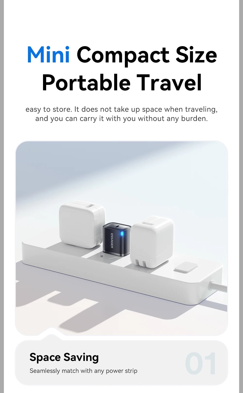 Essager Mini 30W Type‑C – Chargeur compatible avec tous les téléphones