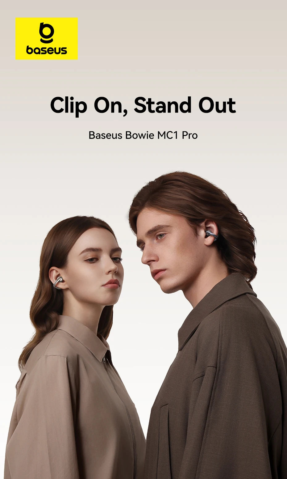 Baseus MC1 Pro Open-Ear TWS Wireless Earbuds – Bluetooth 6.0, IP67, 40H Battery, ENC 4-Mic, SuperBass 2.0