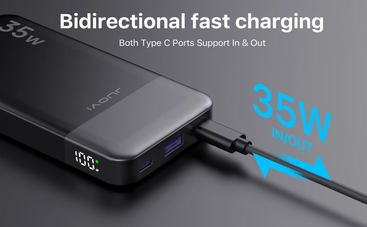 Batterie externe portable JUOVI 10000mAh, chargeur portable 35W à charge super rapide