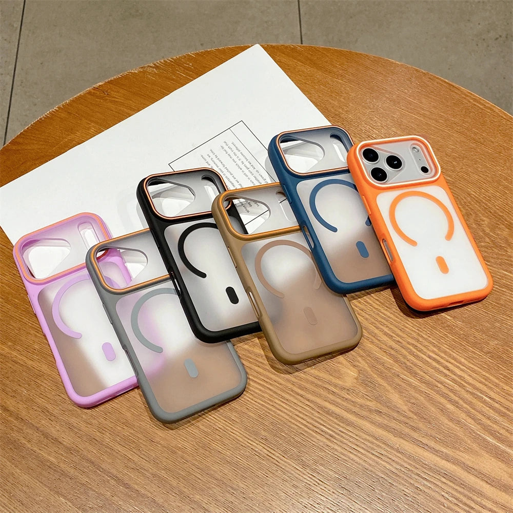 Coque transparente mate givrée compatible MagSafe en TPU magnétique pour iPhone