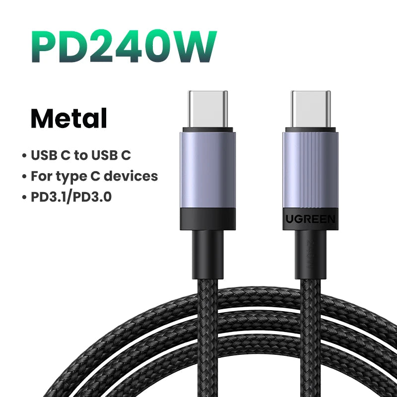 Câble UGREEN USB‑C vers USB‑C 240W – Charge Rapide PD 3.1 100W/240W