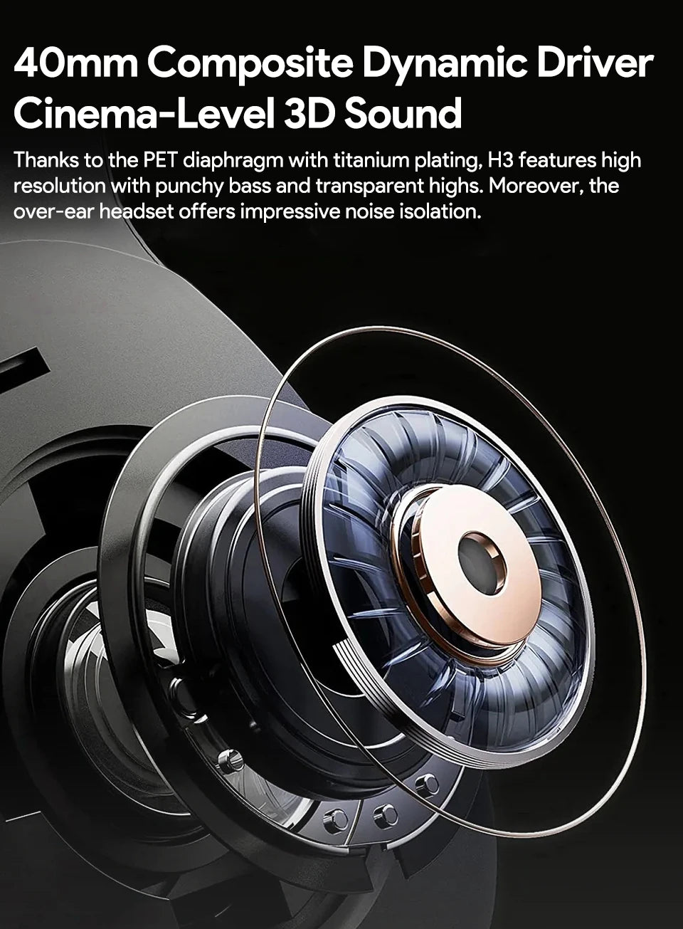 QCY H3 Hi-Res Audio Headphones for Gaming, Music and Calls.