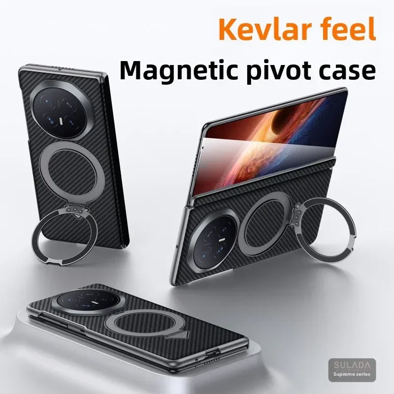 Coque Magnétique Kevlar Compatible MagSafe avec Support Intégré – Protection Antichoc pour Honor Magic V6 / V5