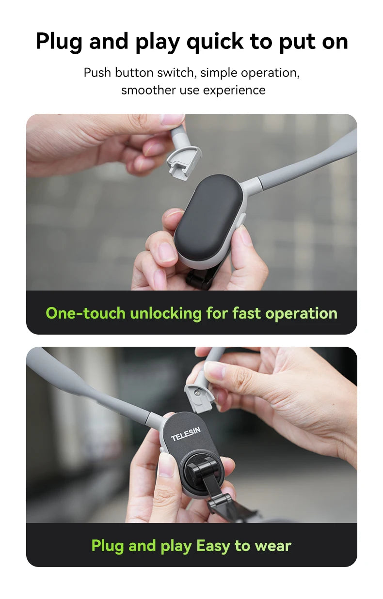 Support de Cou Magnétique TELESIN pour Smartphone – Vidéo POV Mains Libres