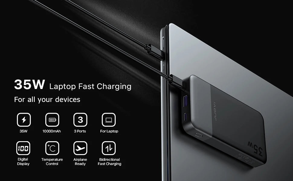Batterie externe portable JUOVI 10000mAh, chargeur portable 35W à charge super rapide