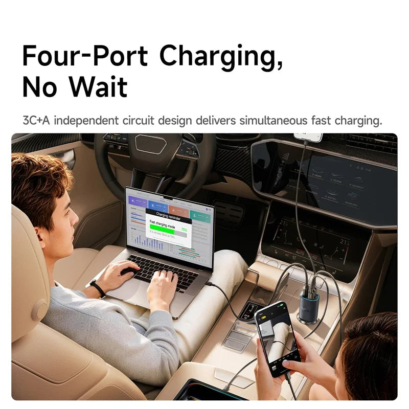 Baseus PrimeTrip VP2 – Chargeur Voiture Magnétique 160W, 3 USB-C + USB-A