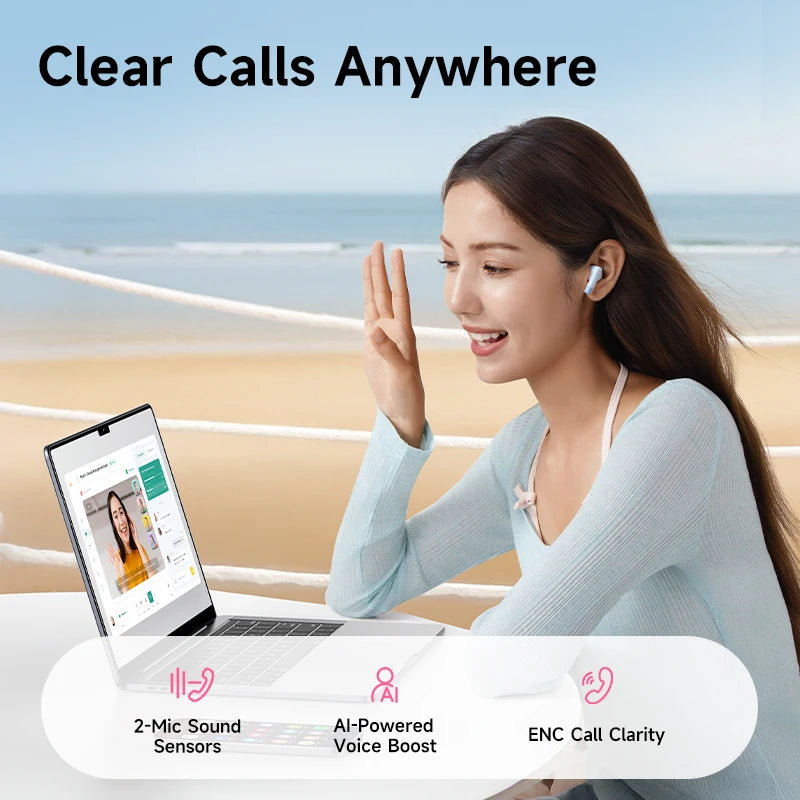 Baseus Bass BS2 Lite – Écouteurs Bluetooth TWS 6.0 semi‑intra‑auriculaires avec 2 micros AI ENC, 40h d’autonomie, IP55 et SuperBass