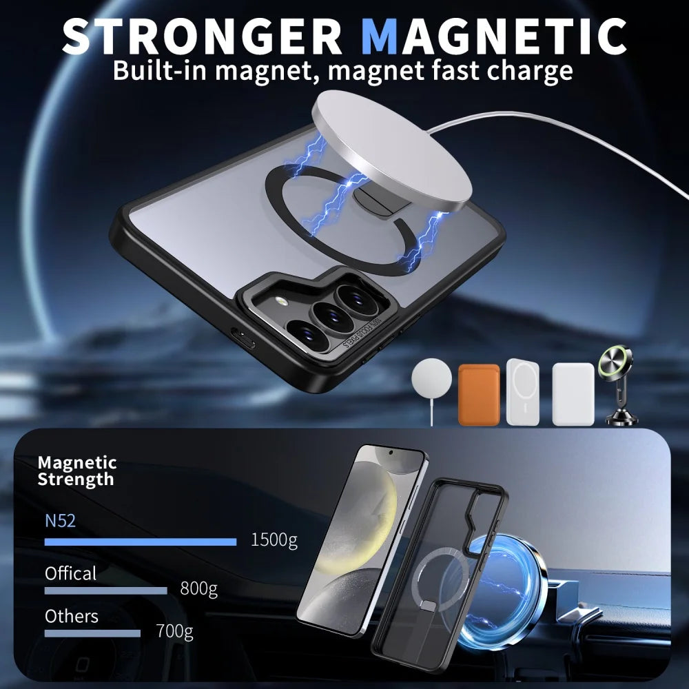 Coque Transparente Magsafe avec Support – Plusieurs Couleurs pour Samsung S26 / S25 / S24 / S23 Ultra / Plus / S24 FE