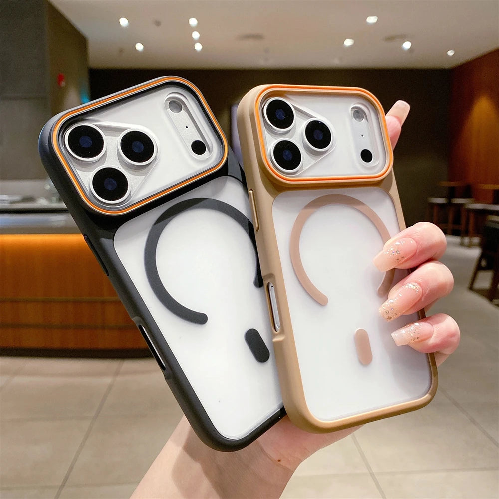 Coque transparente mate givrée compatible MagSafe en TPU magnétique pour iPhone