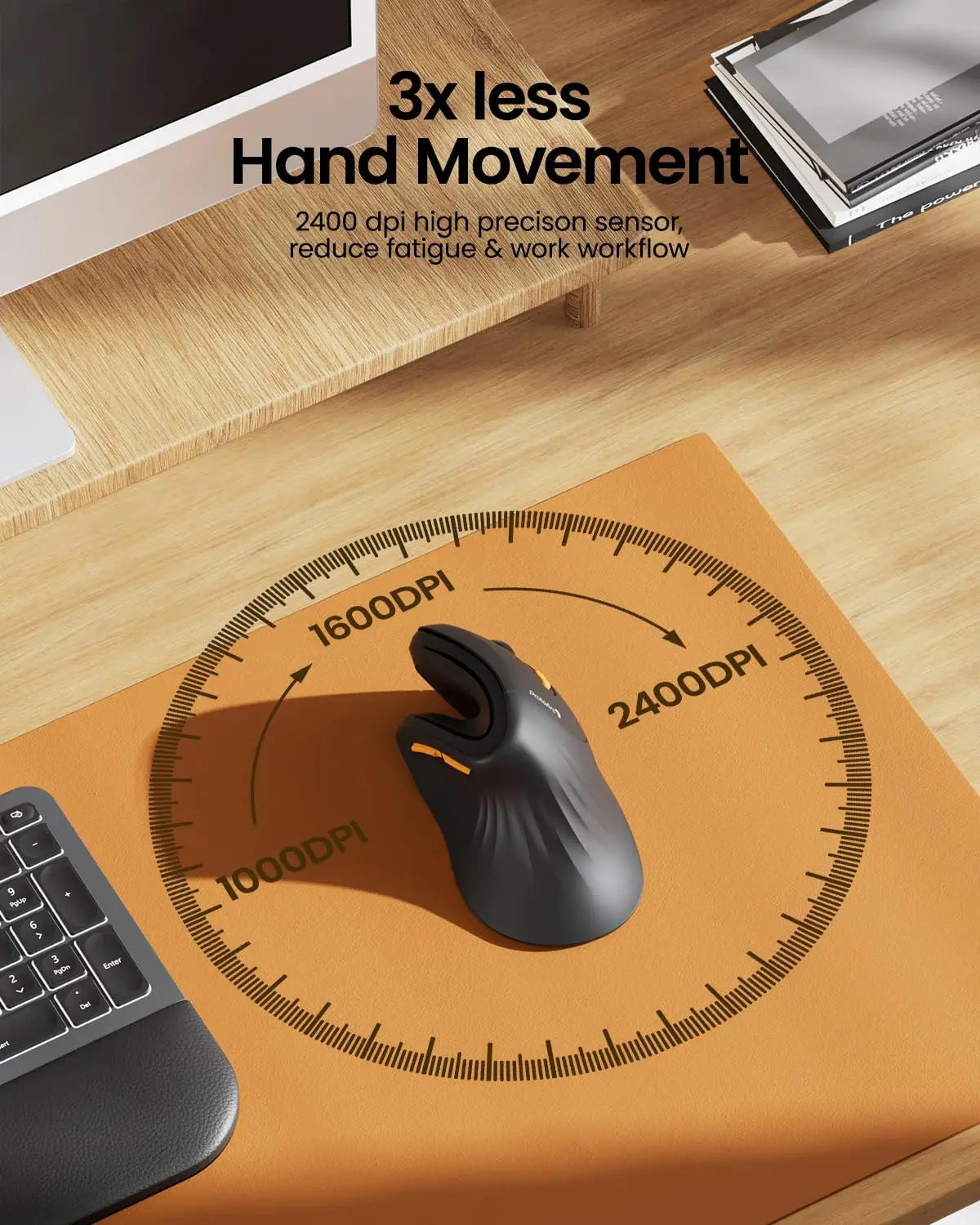 Souris Ergonomique 58° Sans Fil – BT1/BT2/2.4G – DPI 1000/1600/2400 – PC/Mac/iPad