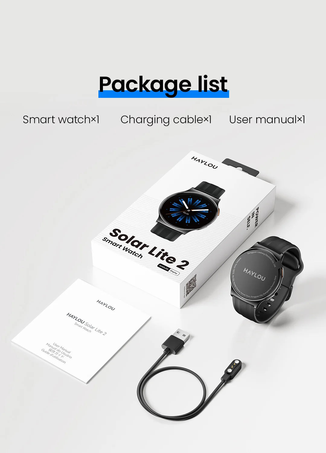 Haylou Solar Lite 2 – Montre Connectée AMOLED 1,43"
