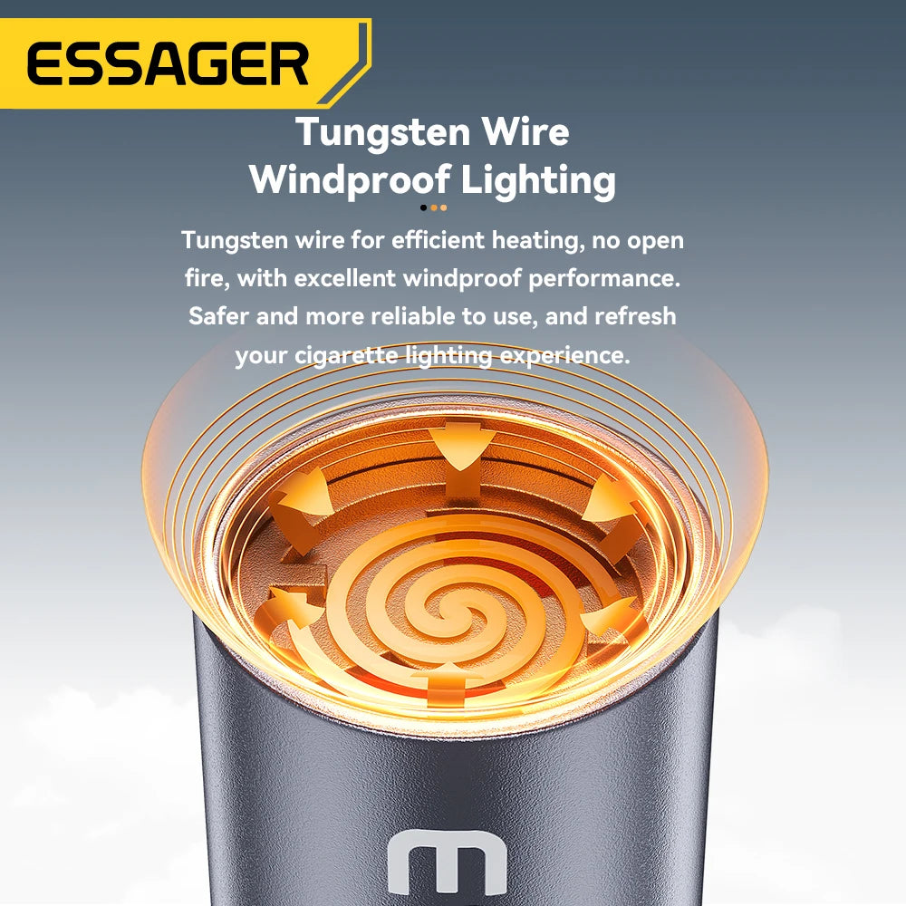 Mini Allume‑Cigare Électronique ESSAGER Type‑C – Sans Flamme, Chauffage Tungstène, Compatible OTG
