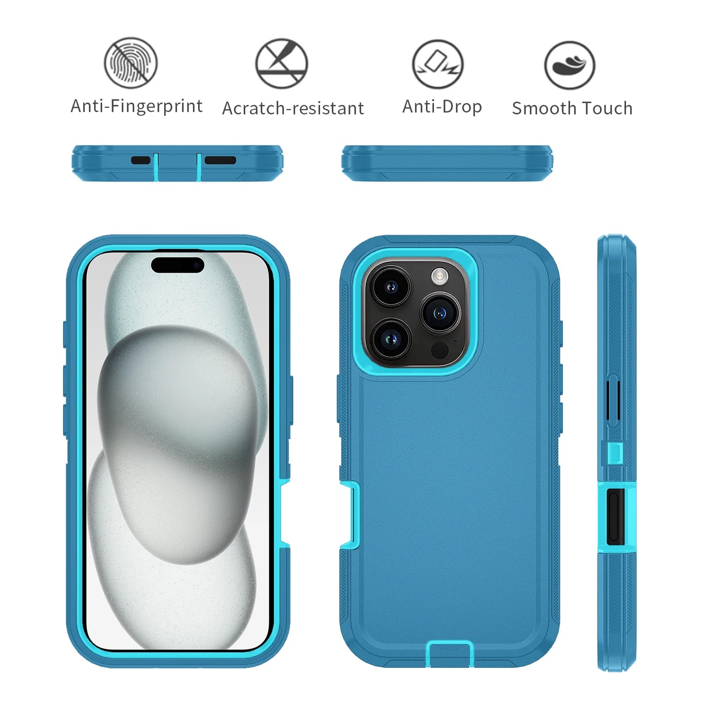 Armor Shockproof Defender Case For iPhone 11–15 Pro Max / X / XS / XR / XS Max / 7 / 8 Plus / SE2 / SE4