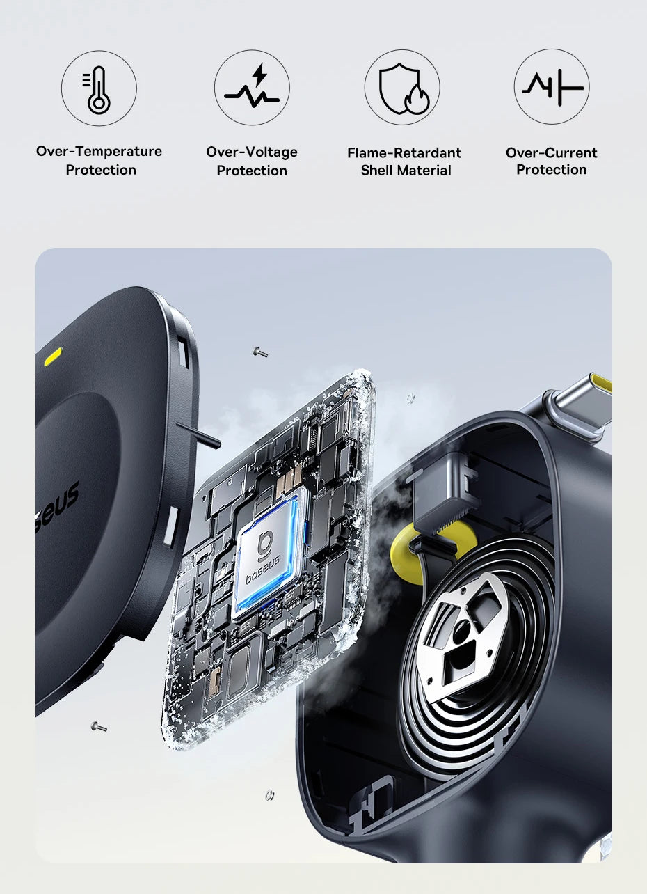 Chargeur voiture Baseus 60W câble rétractable 30W + port Type‑C 30W