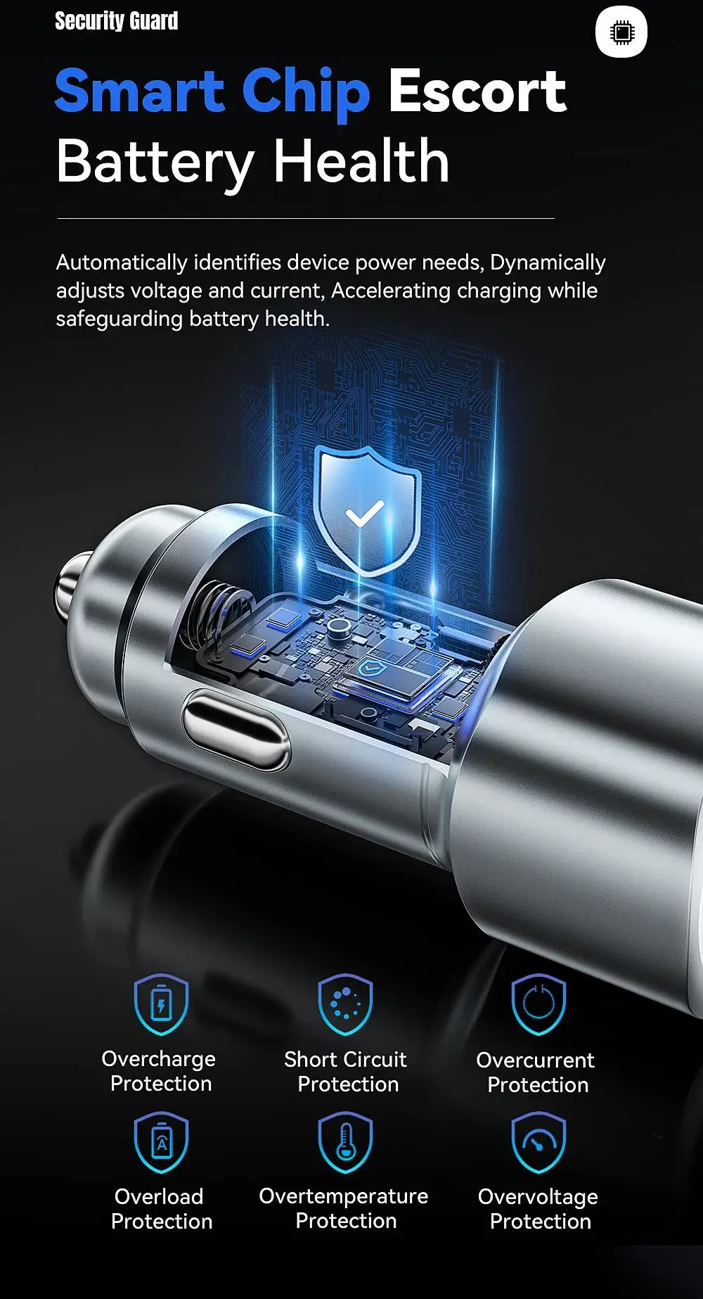 Chargeur voiture Essager 89W — double port QC 4.0/3.0 recharge rapide, USB Type‑C