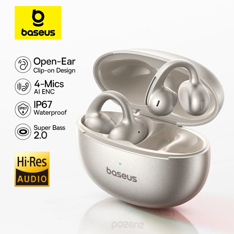 Baseus MC1 Pro Open-Ear TWS Wireless Earbuds – Bluetooth 6.0, IP67, 40H Battery, ENC 4-Mic, SuperBass 2.0