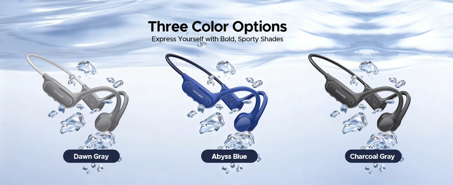 DOOGEE BoneBeat Swim Lite Casque Bluetooth 5.4 à Conduction Osseuse IP68 – 32 Go MP3, Open-Ear, Étanche pour Natation & Sport