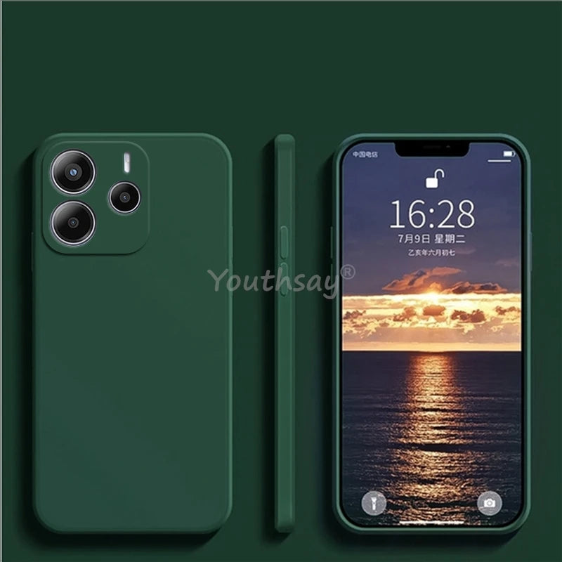 Coque en silicone liquide unie pour Xiaomi – Protection anti‑chute pour Redmi Note 14 / 14 Pro Plus