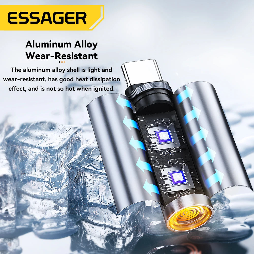 Mini Allume‑Cigare Électronique ESSAGER Type‑C – Sans Flamme, Chauffage Tungstène, Compatible OTG