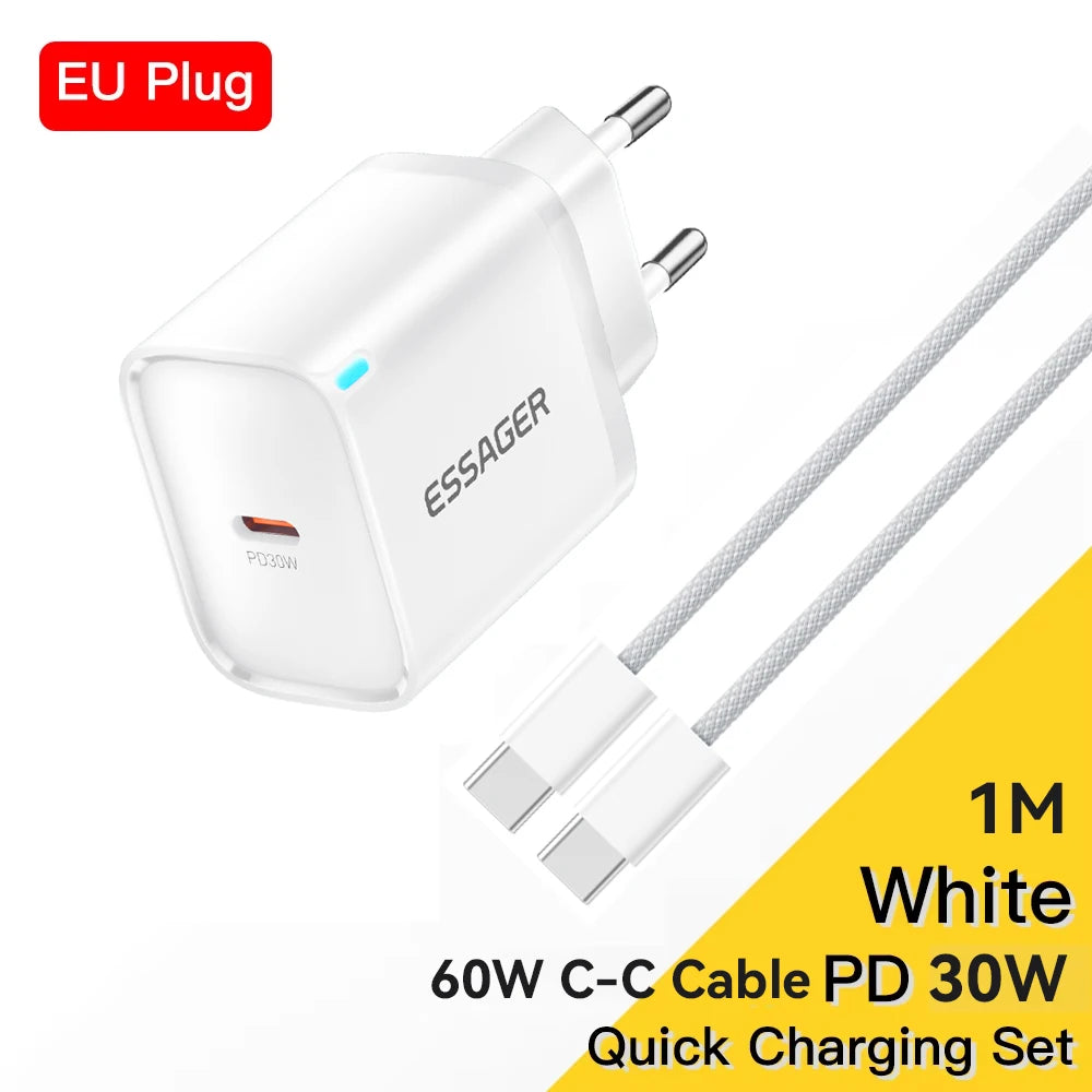 Essager Mini 30W Type‑C – Chargeur compatible avec tous les téléphones