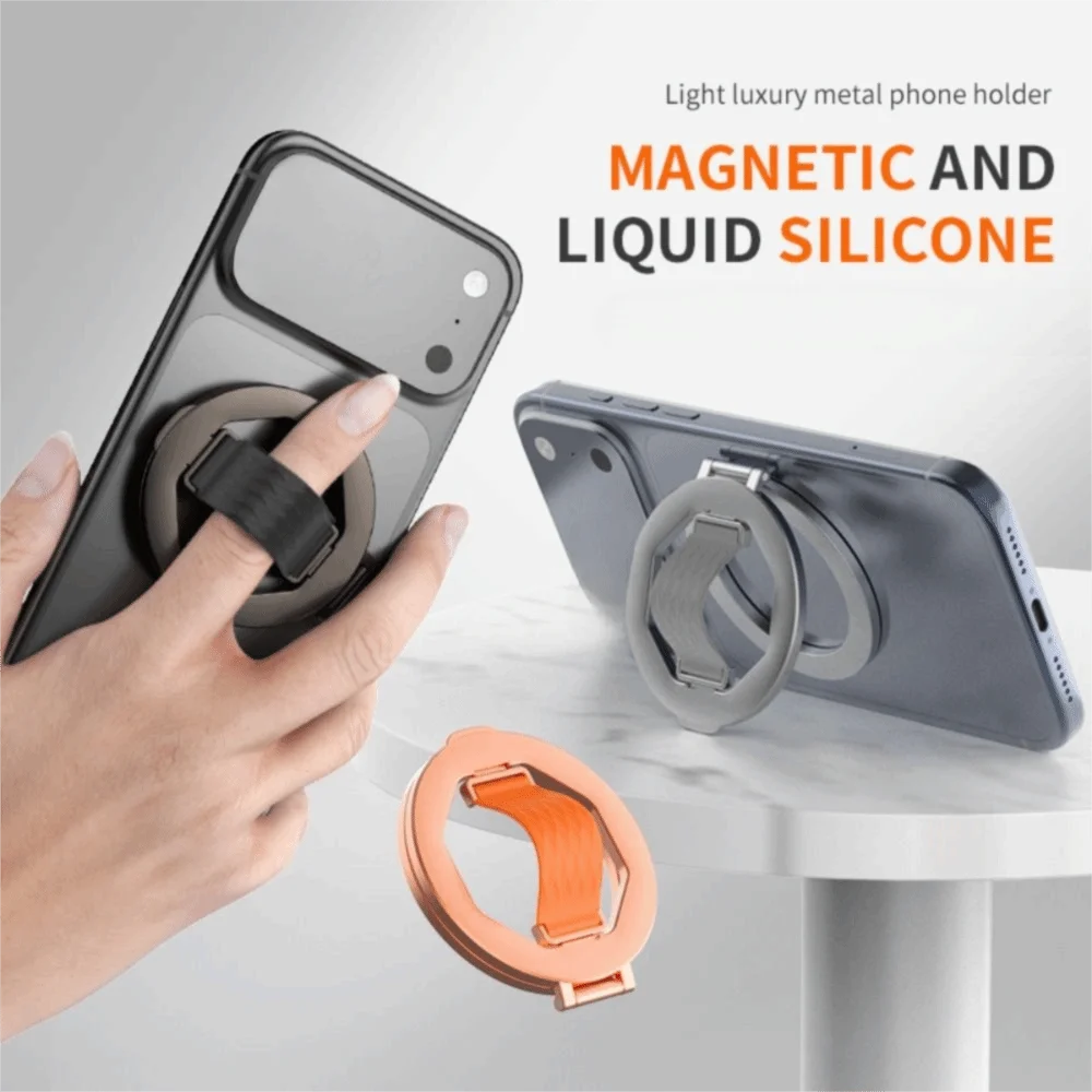 Support magnétique de téléphone rotatif à 360° avec anneau pliable en métal