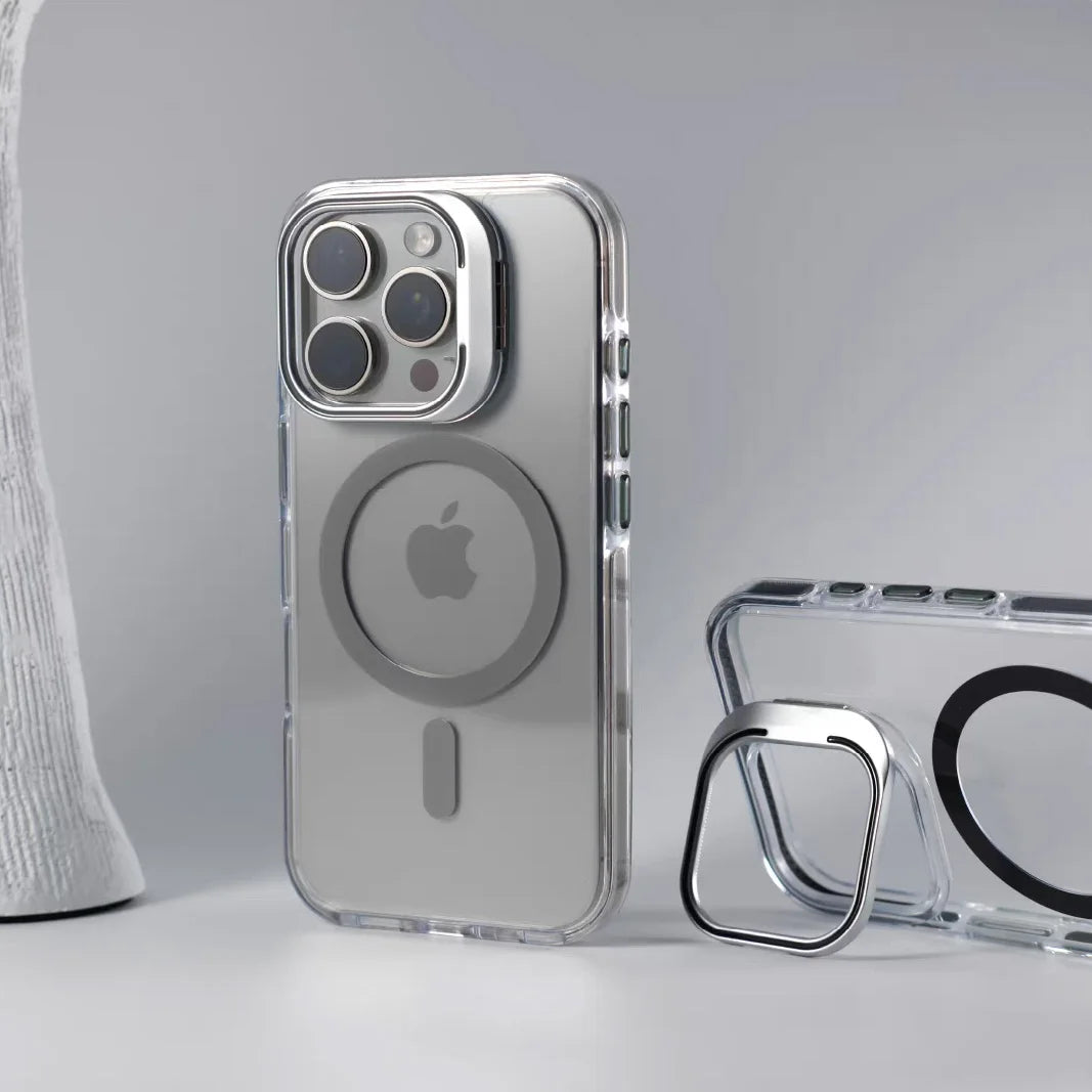 Coque Transparente MagSafe avec Support Rotatif pour iPhone 12 à 17