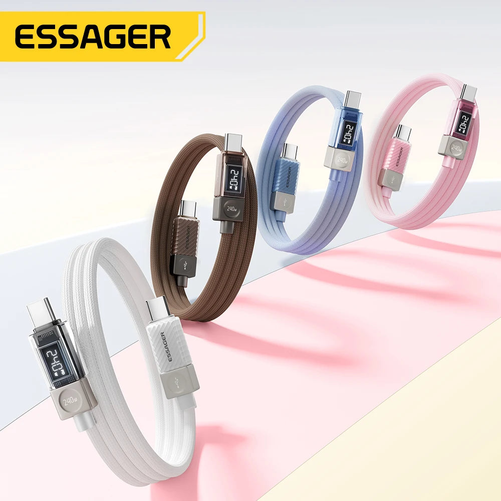 Câble USB‑C ESSAGER Version Haute Qualité & Originale 240W et 100W