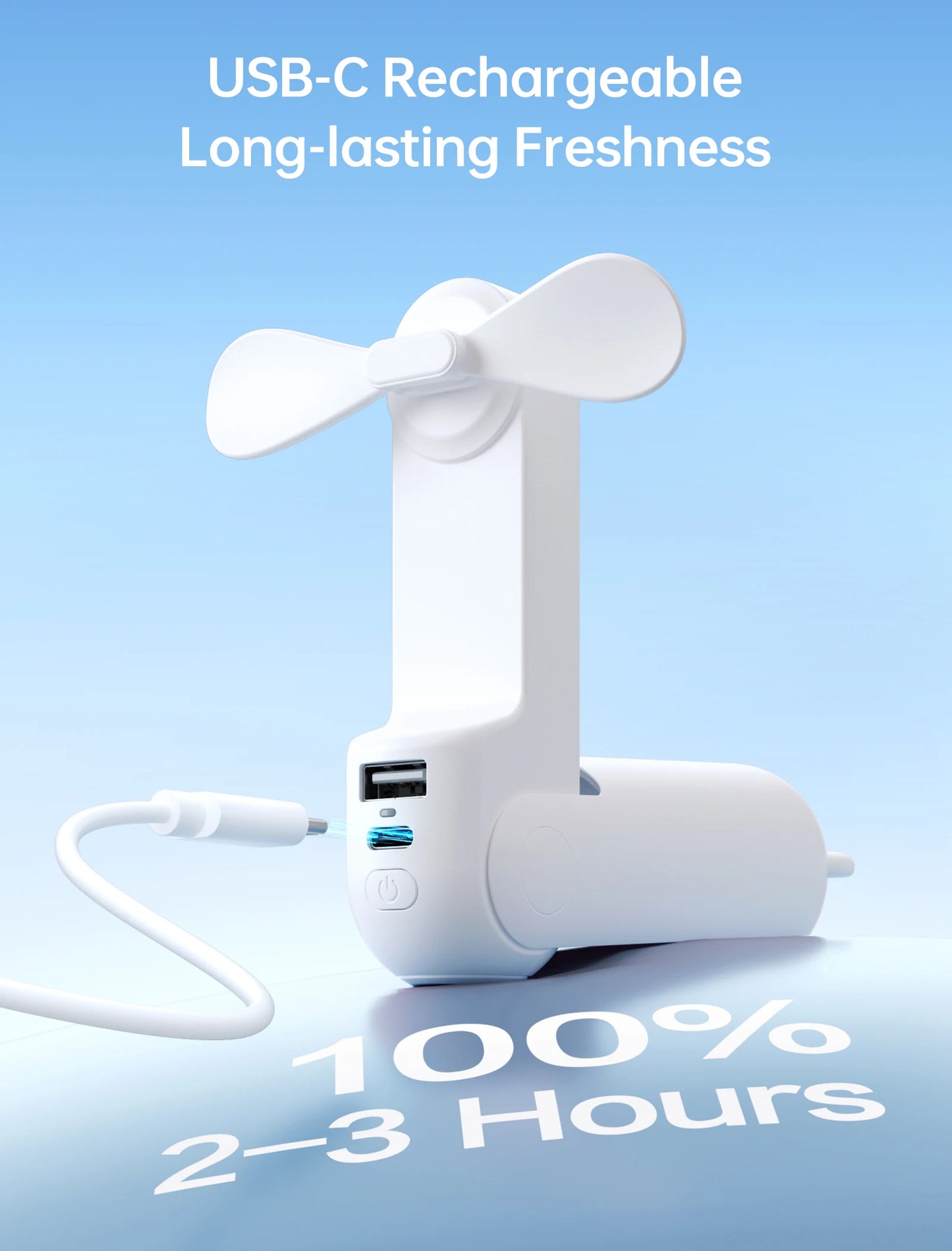 Ventilateur Portable JISULIFE F8X et F8 Rechargeable USB-C 3 en 1 | Batterie Externe & Lampe LED