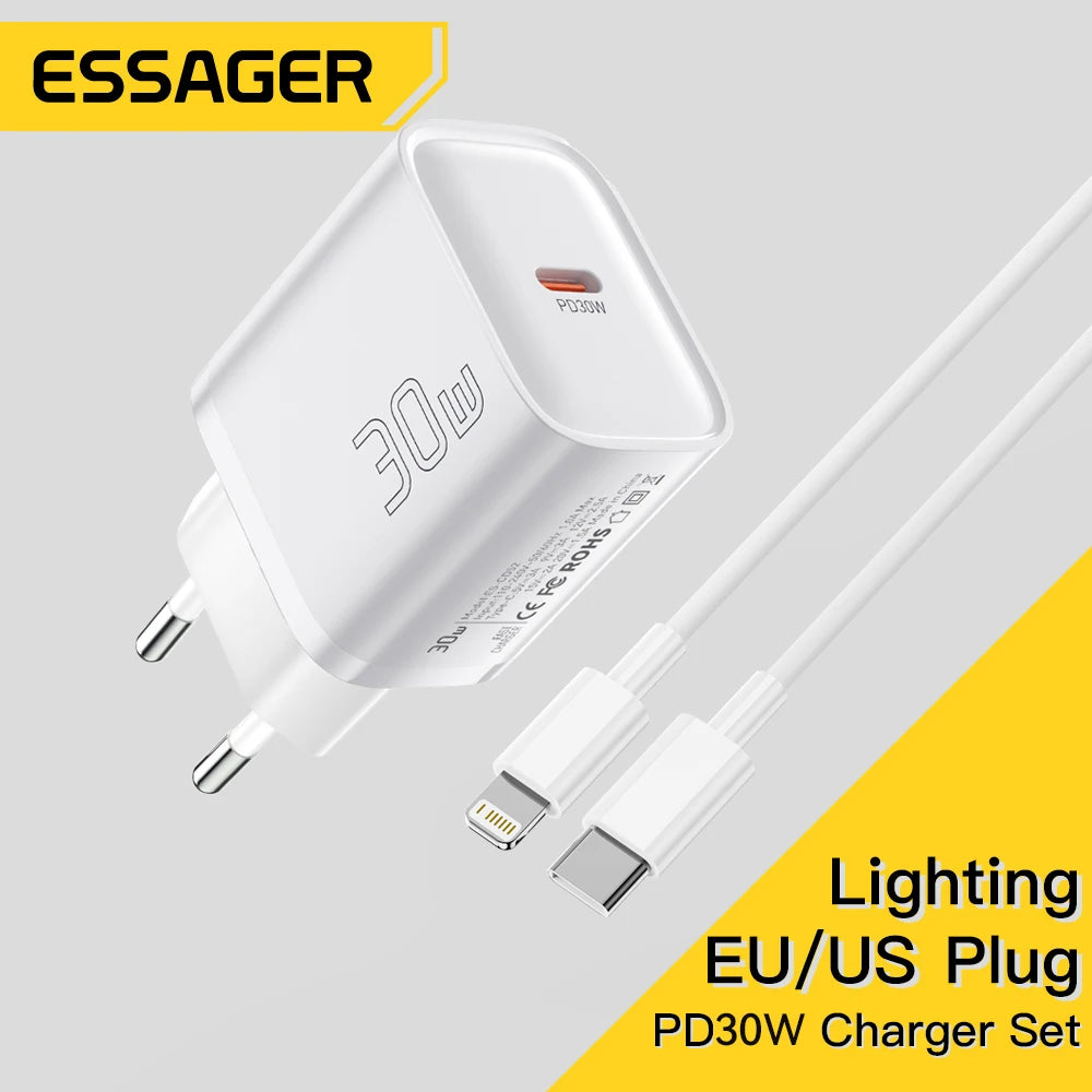 Essager Mini 30W Type‑C – Chargeur compatible avec tous les téléphones