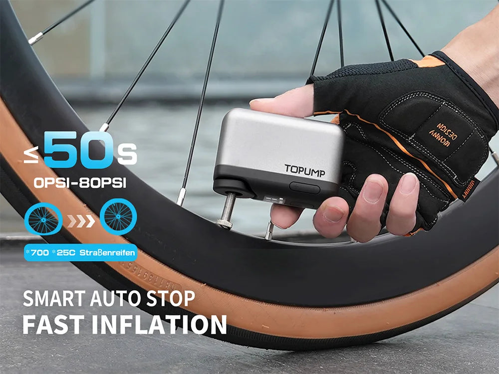 TOPUMP TB2 PRO – Mini Pompe Électrique Vélo 120 PSI avec Écran LED