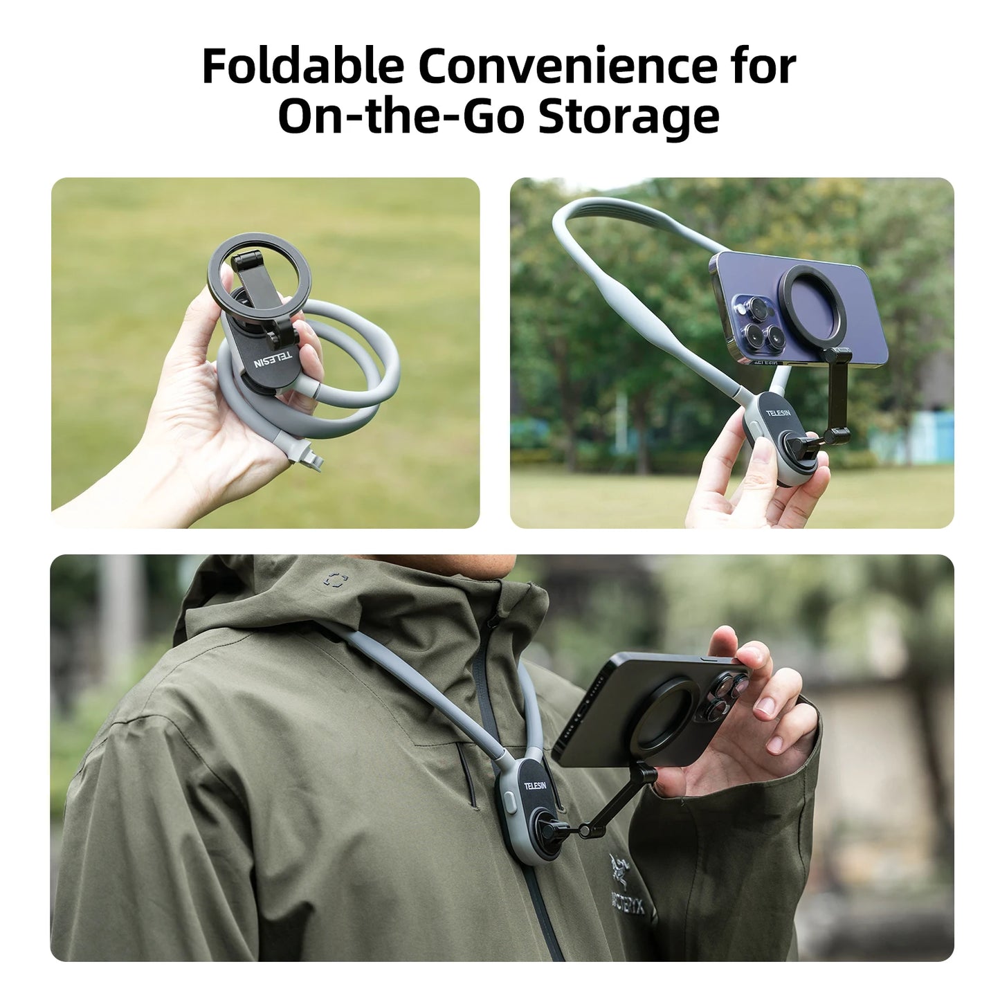 Support de Cou Magnétique TELESIN pour Smartphone – Vidéo POV Mains Libres
