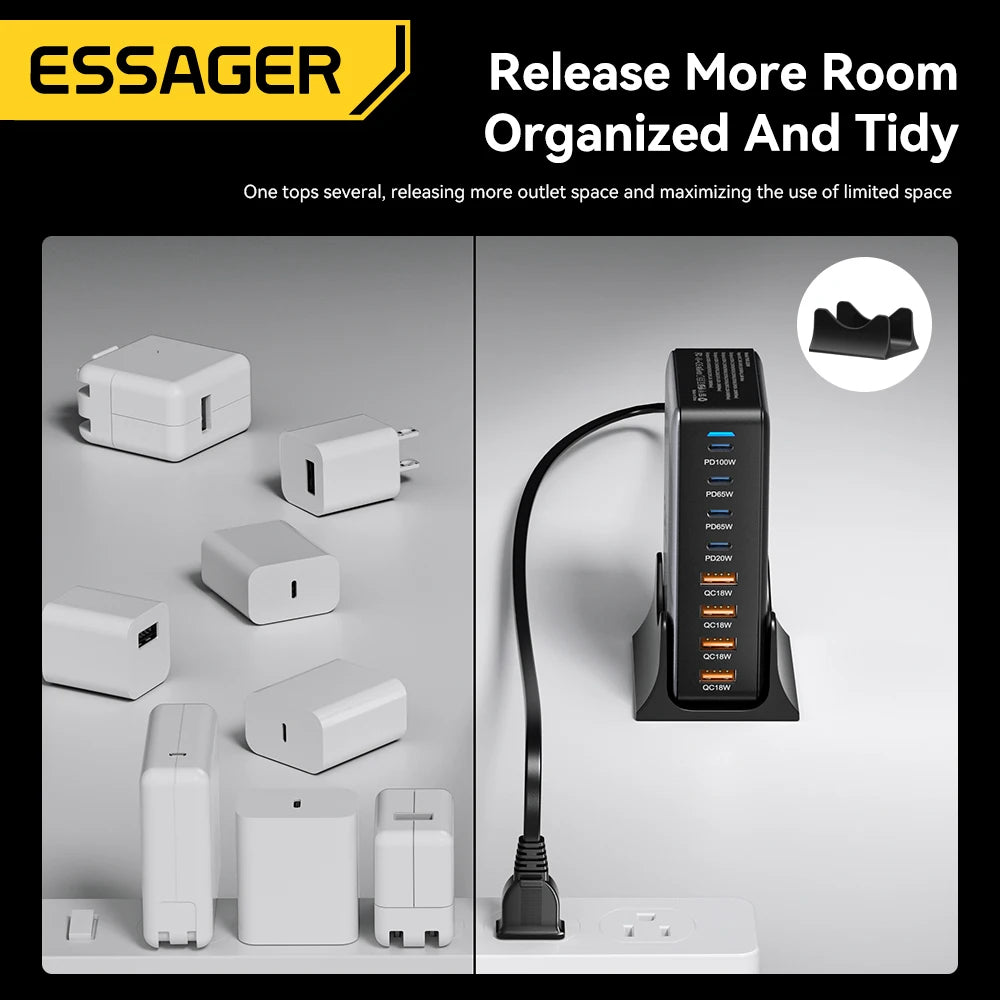 Chargeur rapide GaN Essager 320W, station de charge de bureau