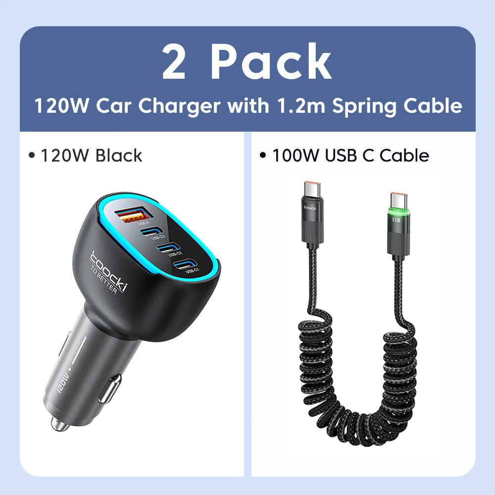 Chargeur TOOCKI à charge rapide avec quatre ports, disponible en versions 90W et 120W.