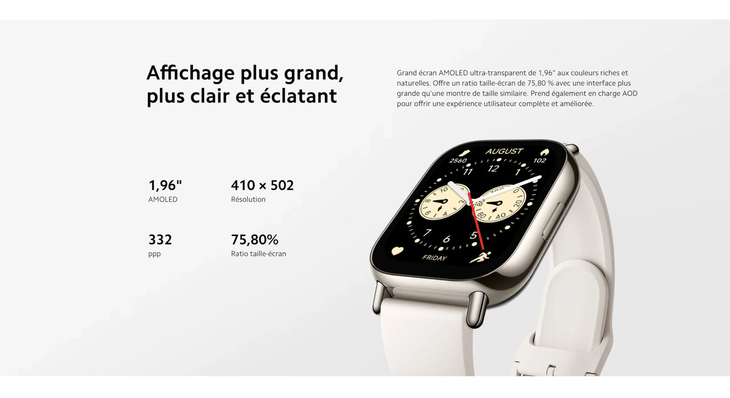 Xiaomi Redmi Watch 5 Lite – Montre connectée AMOLED 1,96″ avec GPS et appels Bluetooth