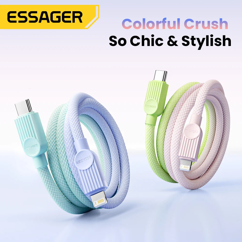 Câble Essager 29W Type‑C vers Lightning Macaron Charge Rapide