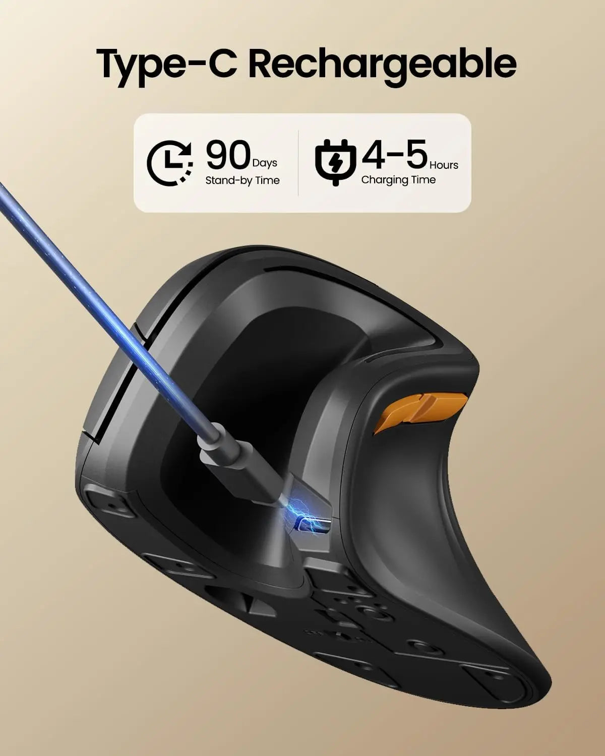 Souris Ergonomique 58° Sans Fil – BT1/BT2/2.4G – DPI 1000/1600/2400 – PC/Mac/iPad