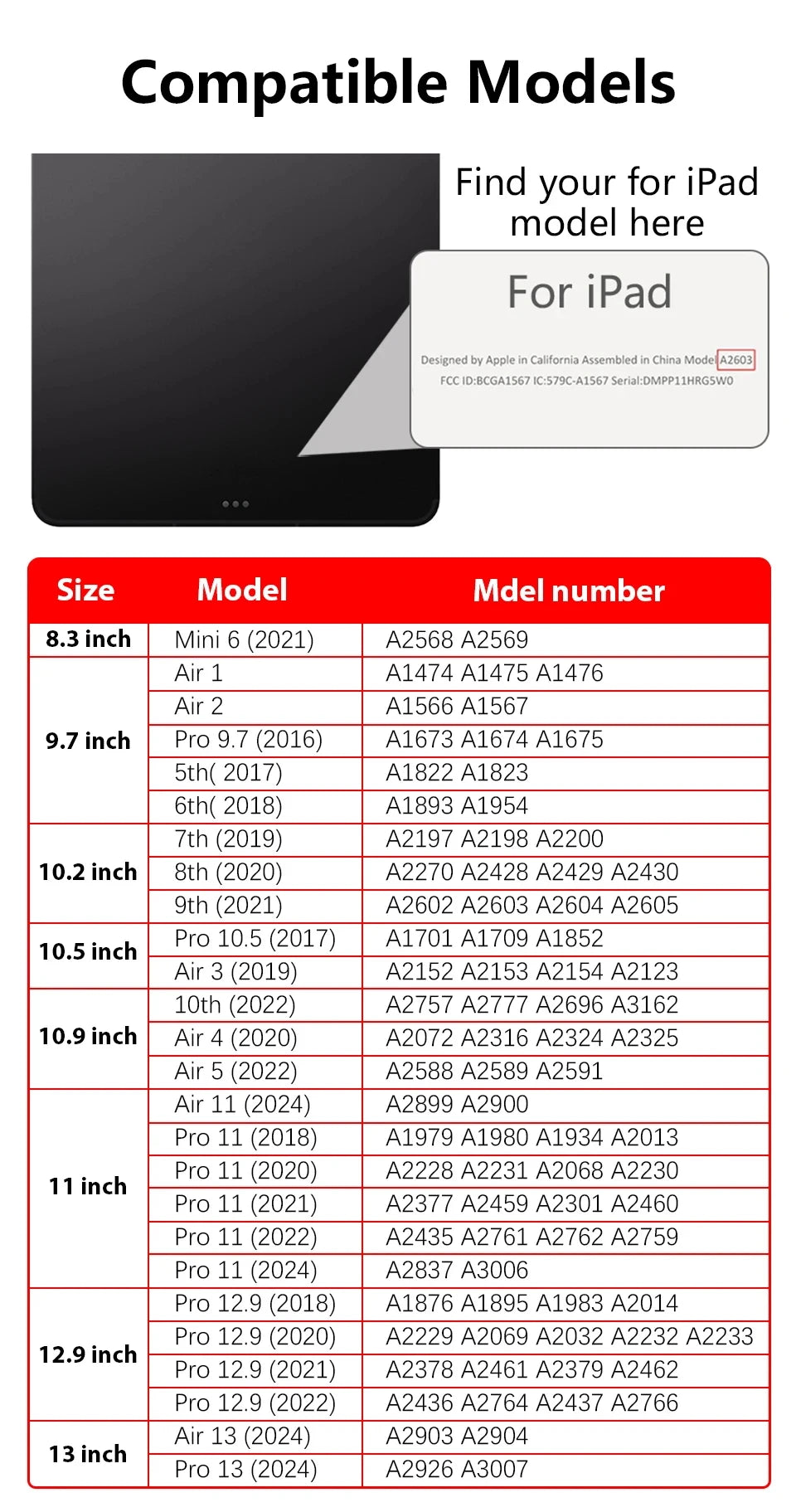 Coque - Étui intelligent 2025 pour iPad Air / iPad 10e / 11e / Mini 6 / Pro 11 / Pro 13 – Support magnétique