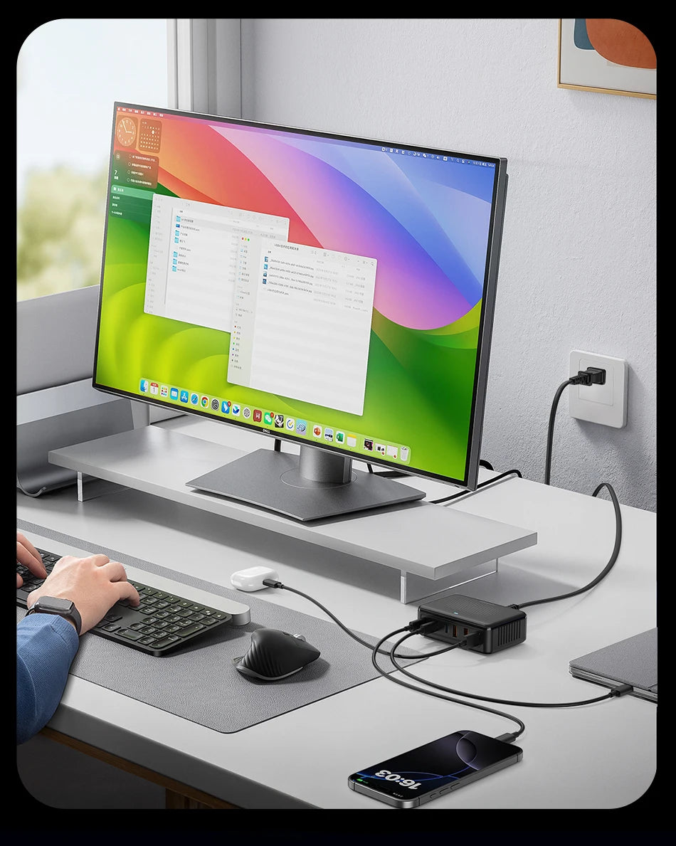 Chargeur Rocoren 100W 6 ports  technologie GaN hub